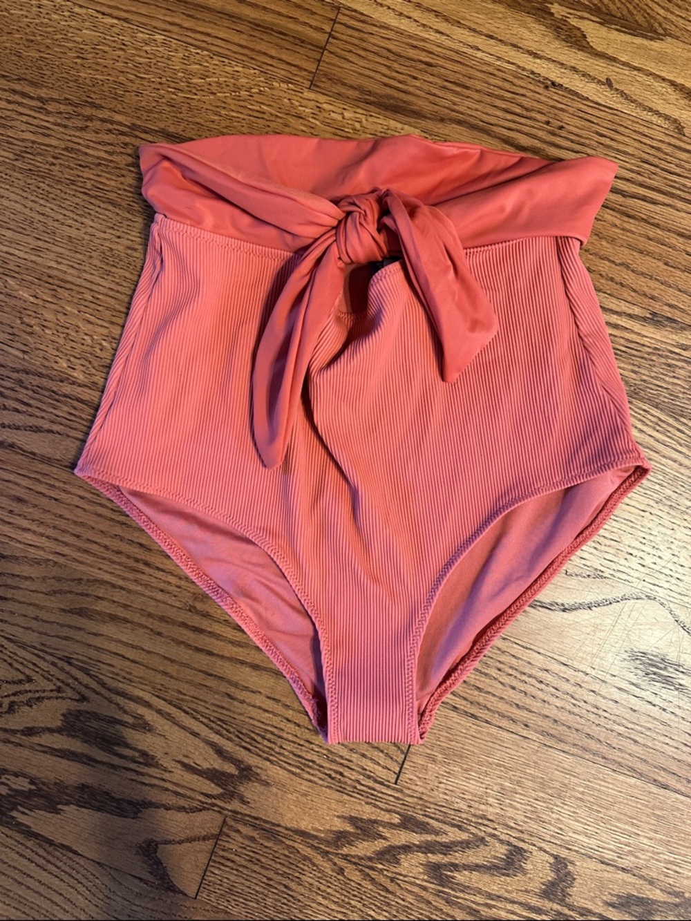 aerie High-Waist Tie Bikini Bottoms in Coral Pink NWOT
